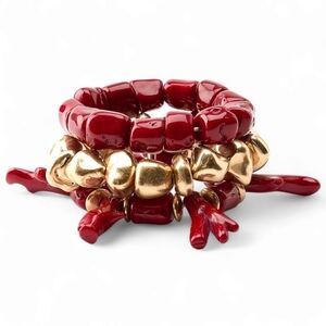 ZARA Pack of 3 Coral Stretch Bracelets